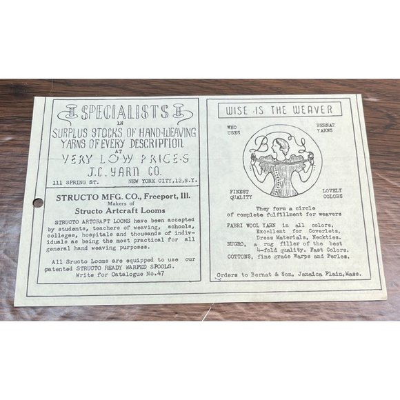 Lily Mills Hand Weaving Yarns Vintage Print Ad 1930s Practical Weaving - Picture 2 of 4